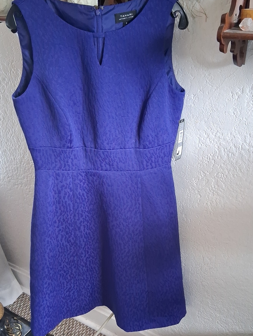 Tahari ASL Sleeveless Purple Textured Sheath Dress - Picture 1 of 9